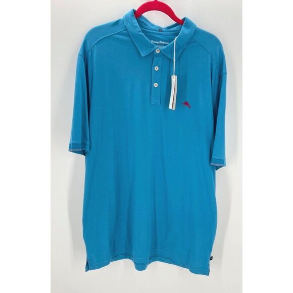 Tommy Bahama Mens Polo Shirt IslandZone Blue UPF 30 Sun Protection Size XXLT New